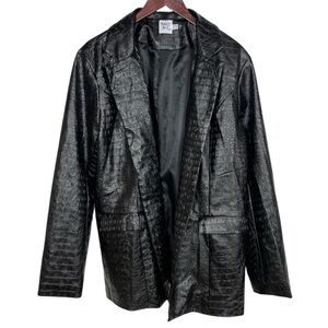 Princess Polly Jenner Textured Black Faux Leather Jacket Size US 10